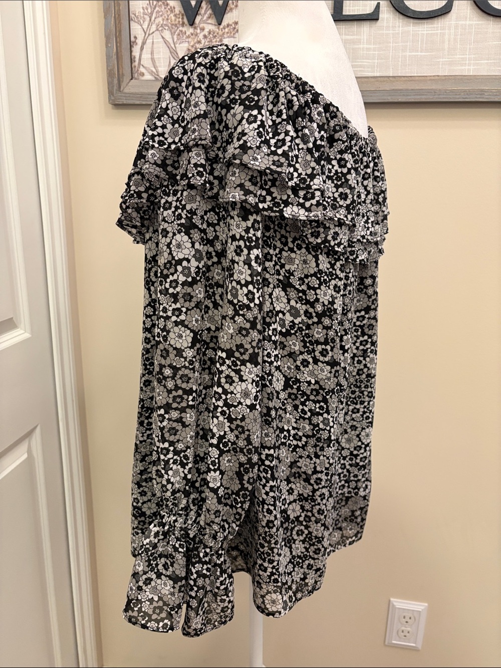 Michael Kors Blouse Floral Off-Shoulder Large - Picture 7 of 15
